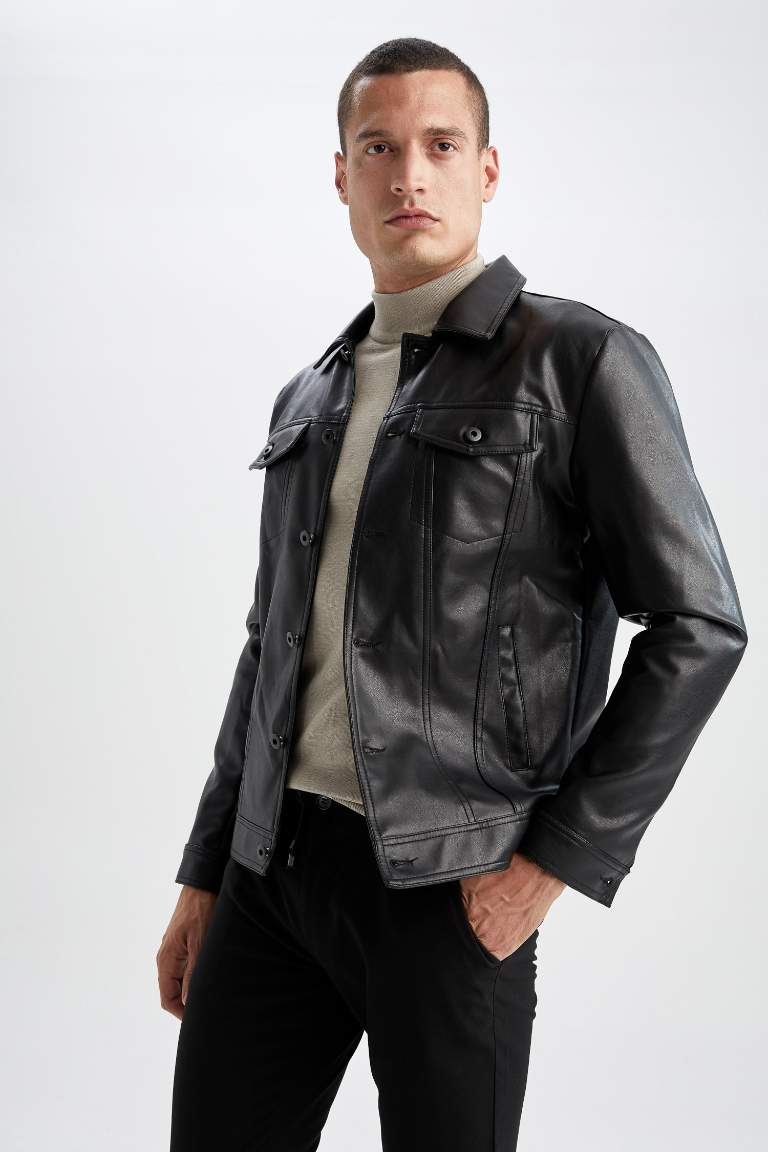 Black leather jacket