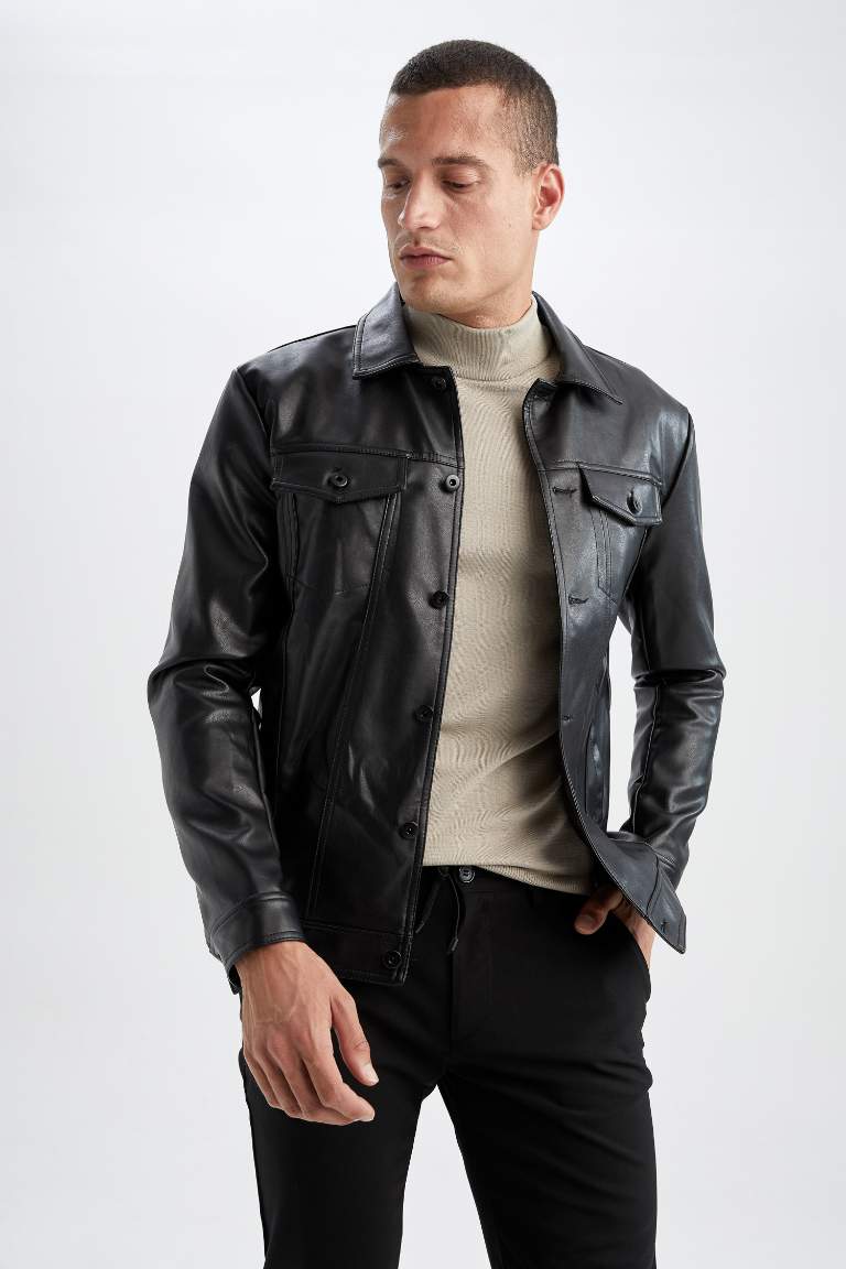 Black leather jacket
