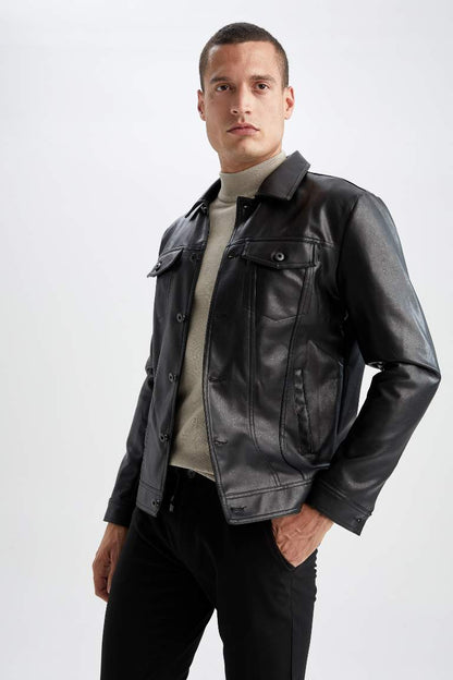 Black leather jacket