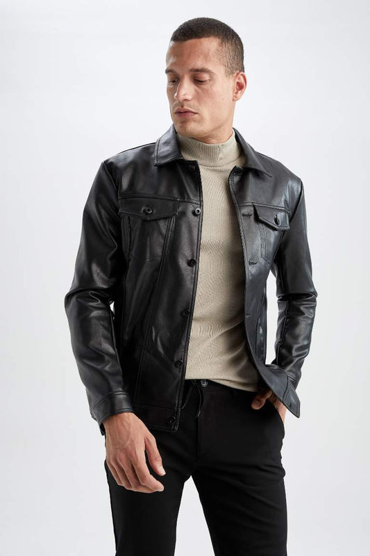 Black leather jacket