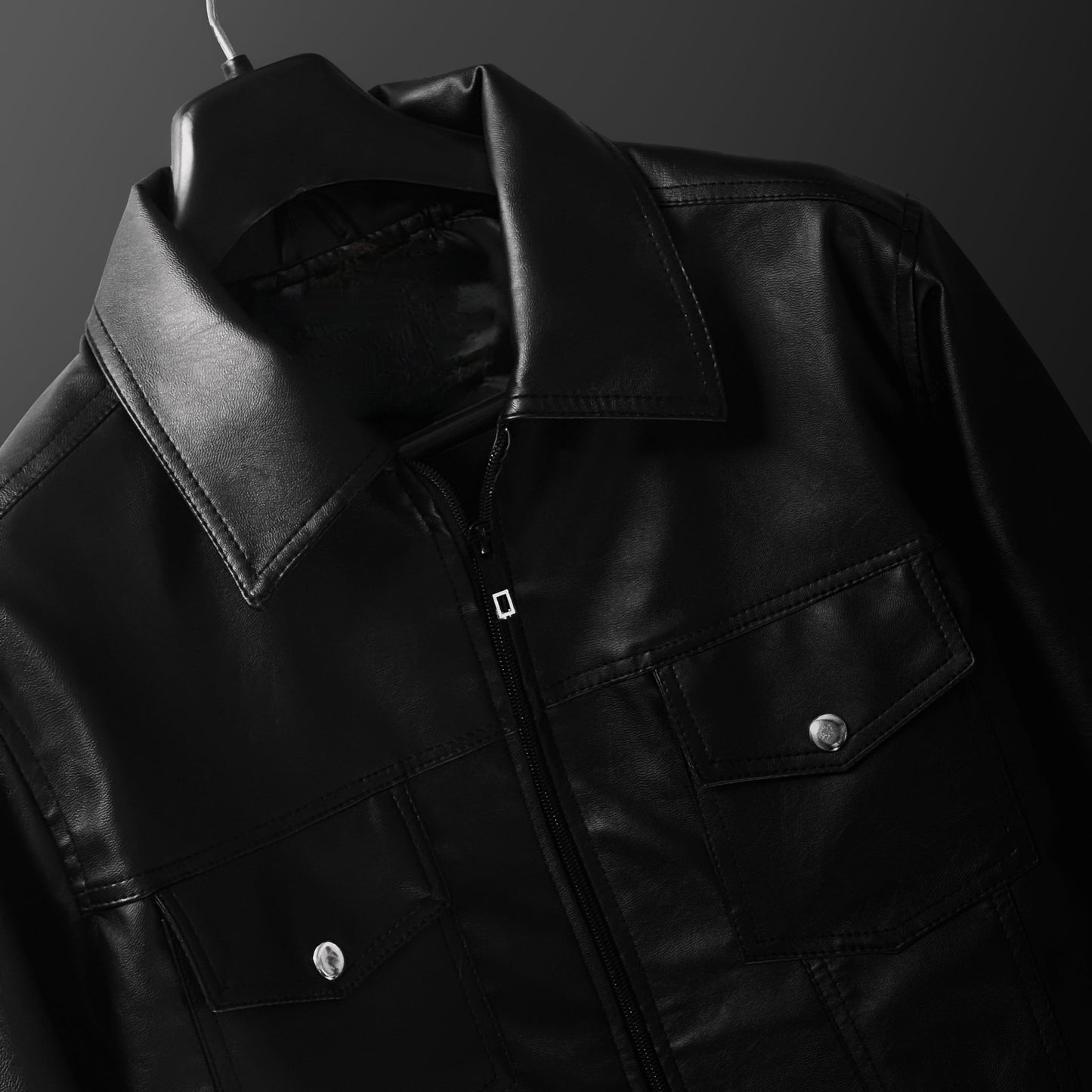 Men's black leather jacket